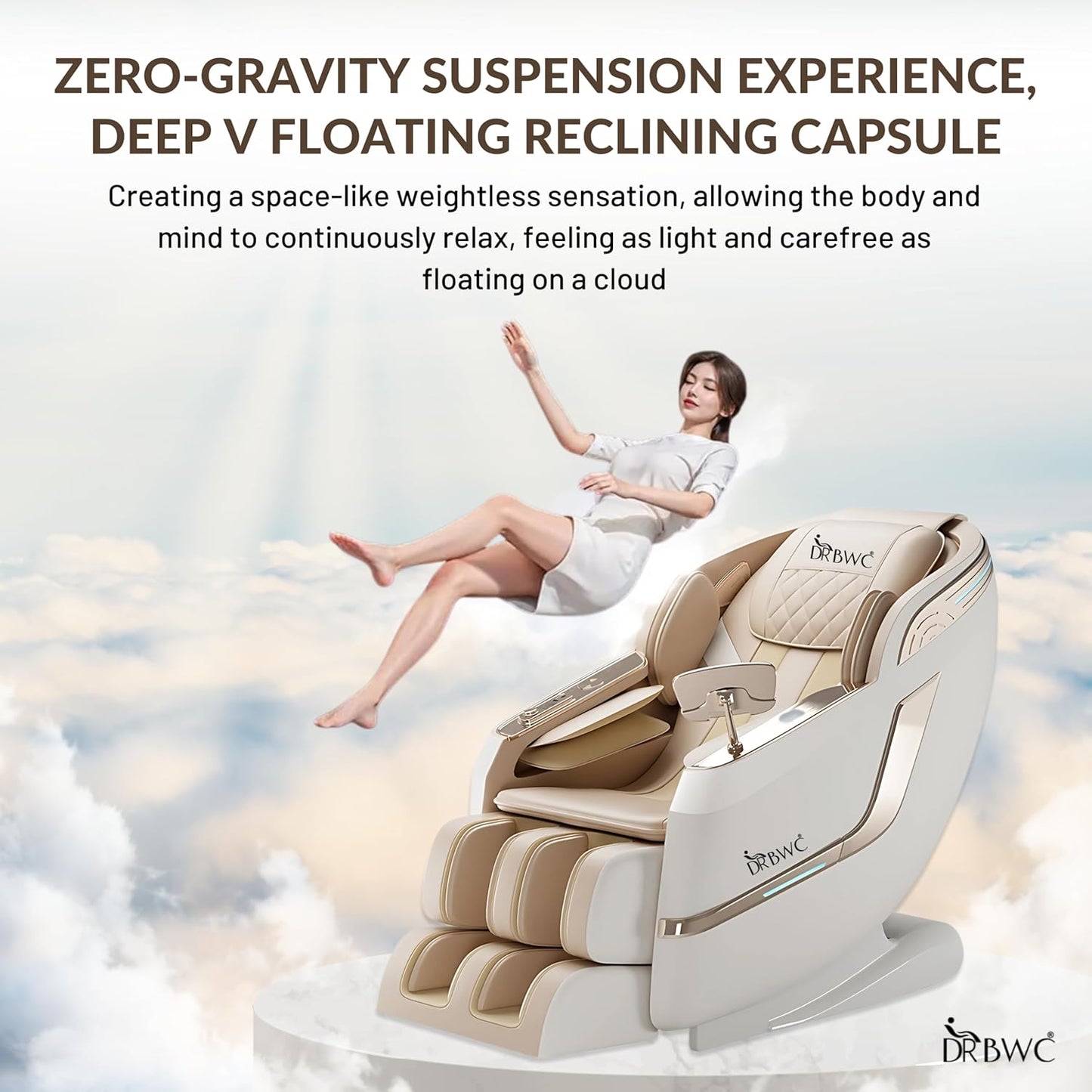 DR BWC® Leather 4D Zero Gravity Massage Chair for Stress, Pain Relief Electric Massage Chair AI Intelligent Core Manipulator with Bluetooth, Long SL Track 24 Combination Massage,Best for Home Use