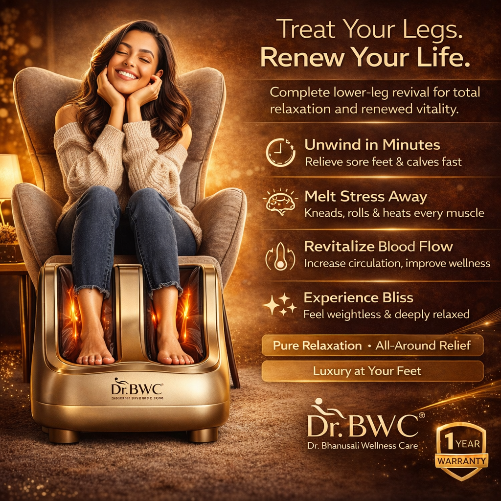 Dr BWC® Foot & Calf Massager Smart Touch Screen Relaxing Leg And foot Massager (With Heat and Vibration) Massager Improving Blood Circulation at Home (Gold)