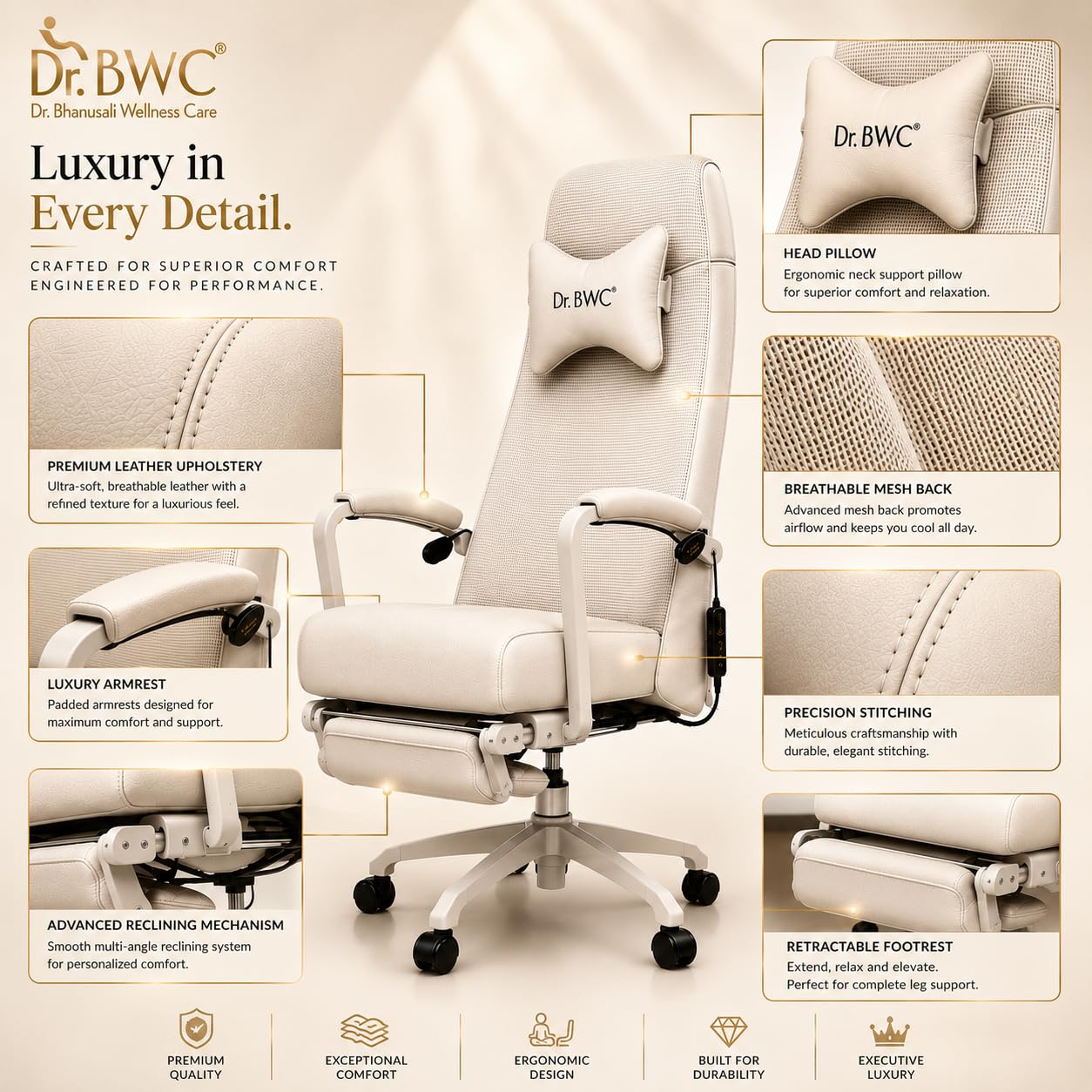 Executive Massage Office Chair | Moving Roller S-Track Massage | Neck to Lower Back Massage | Thai, Japanese & Shiatsu Modes | Hot Compress Therapy | Reclining Chair with Footrest