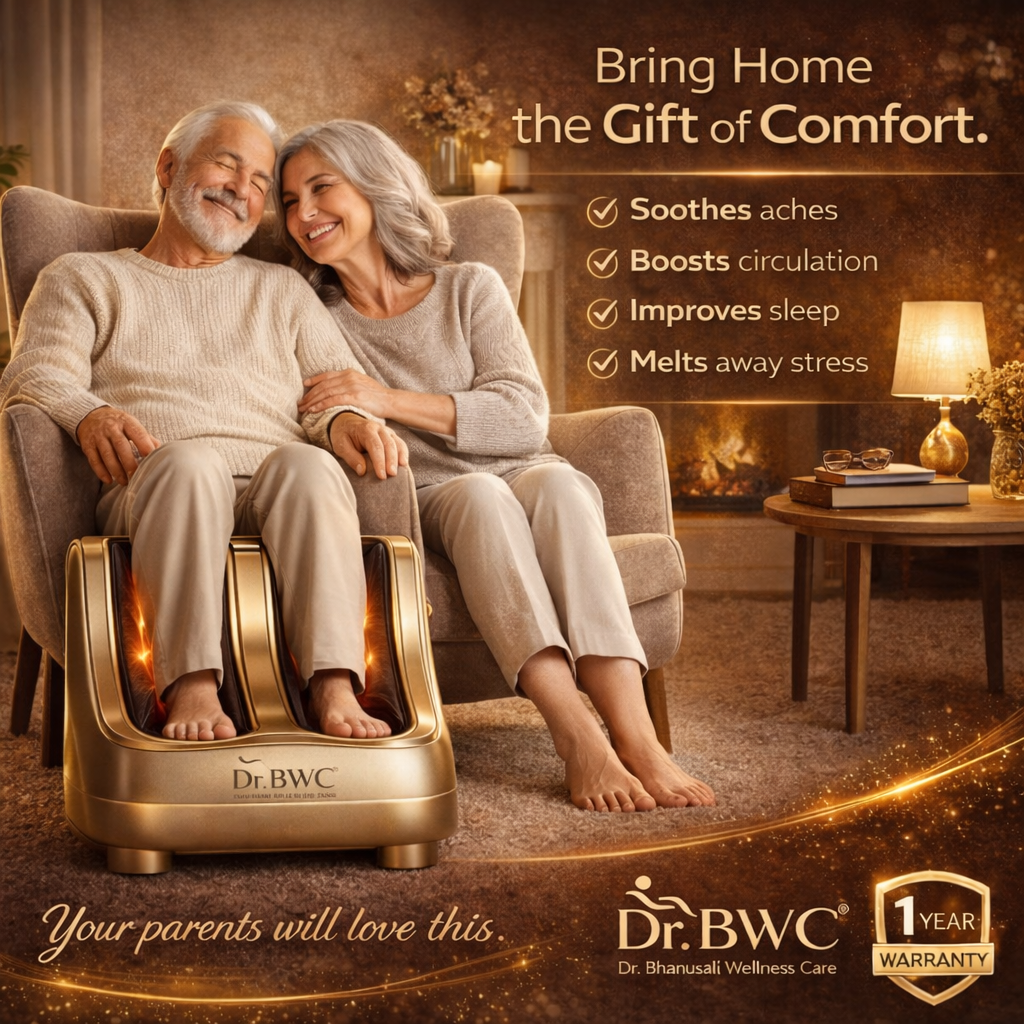Dr BWC® Foot & Calf Massager Smart Touch Screen Relaxing Leg And foot Massager (With Heat and Vibration) Massager Improving Blood Circulation at Home (Gold)