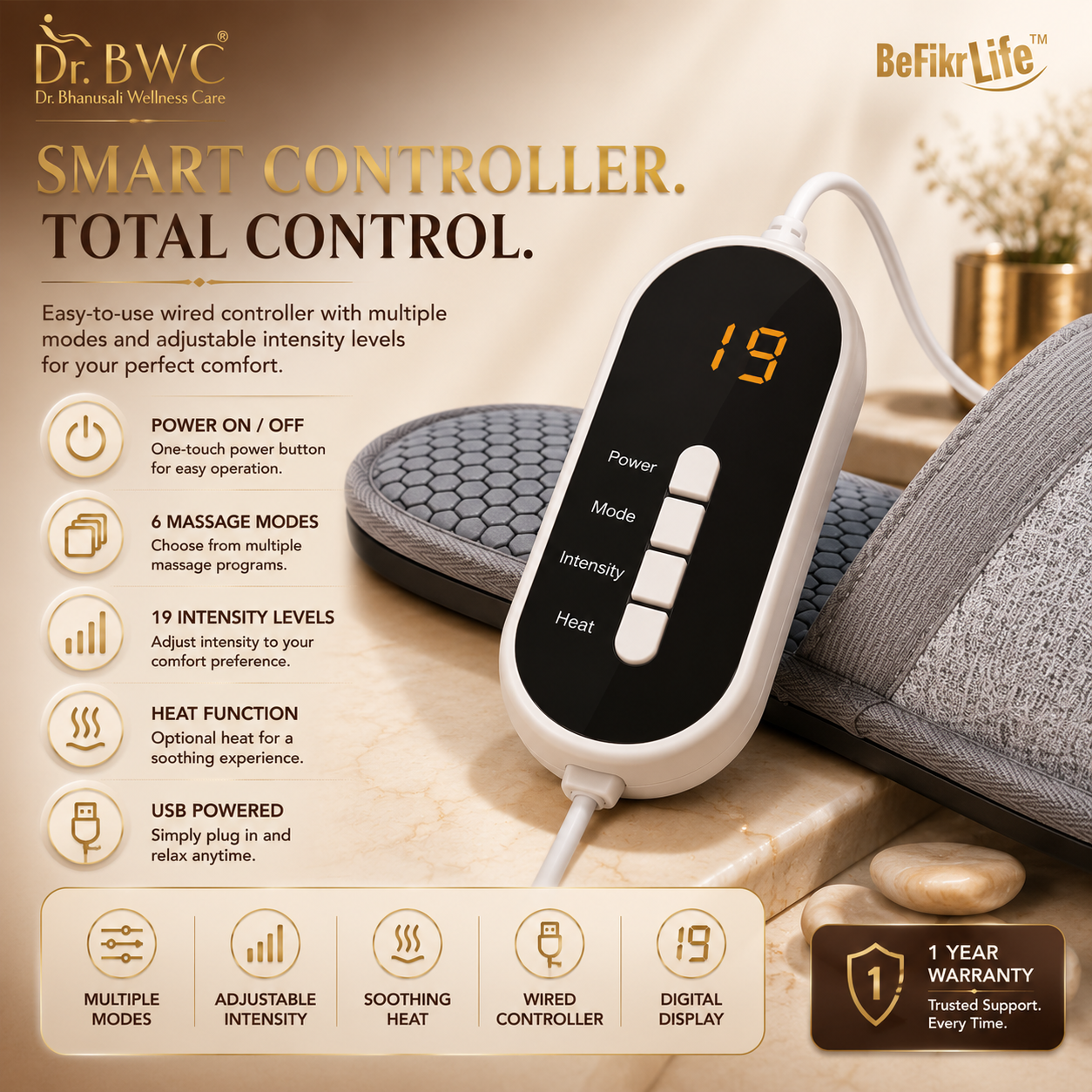 EMS Foot Massage Slippers for Men & Women | Rechargeable Electric Foot Massager with Adjustable Pulse Intensity & Multiple Massage Modes | Full Sole Relaxation Slippers for Home & Office