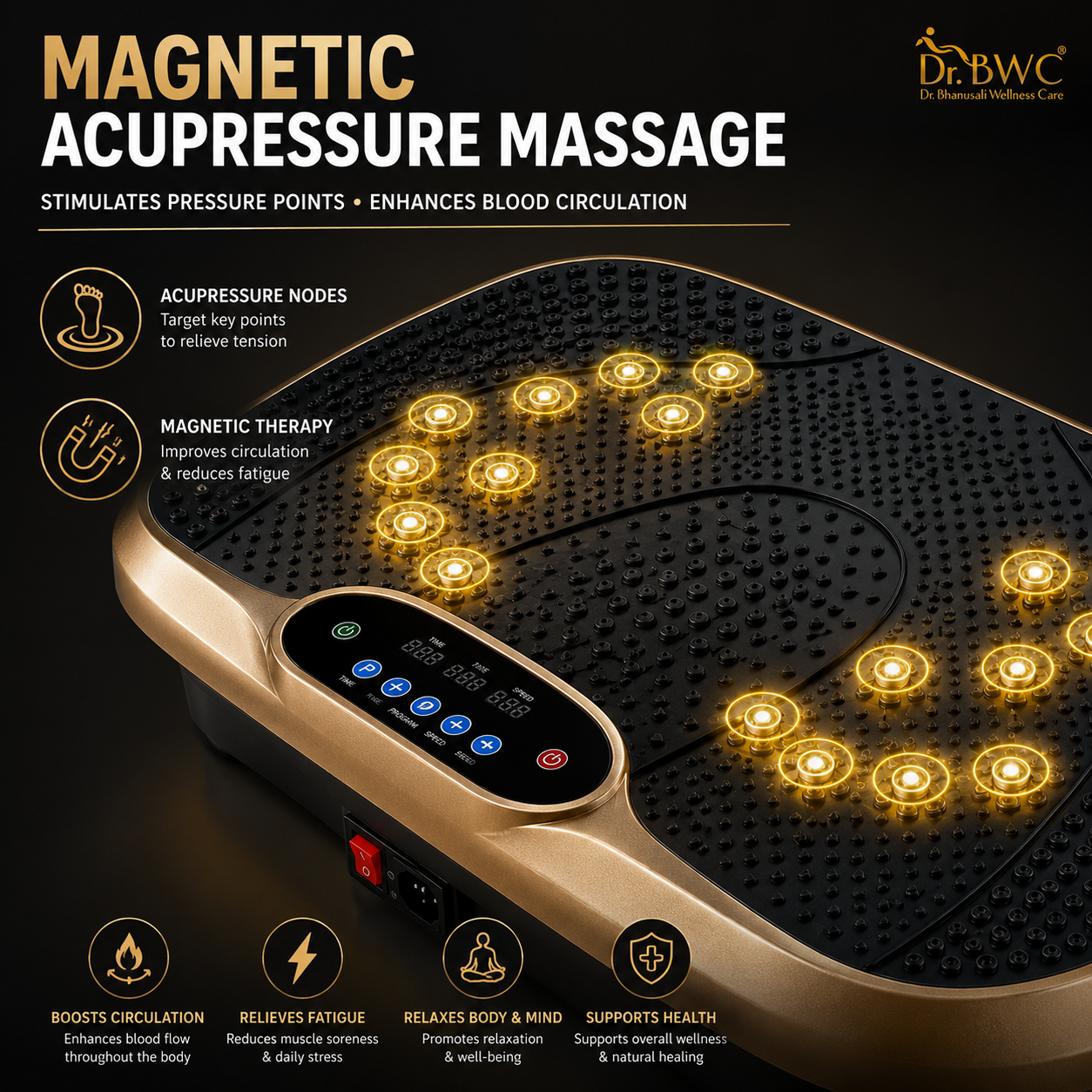 Dr BWC® Crazy Fit Vibration Plate home Workouts | Whole Body Vibration Machine for Home & Gym |  Resistance Bands & 99 Speed Levels |