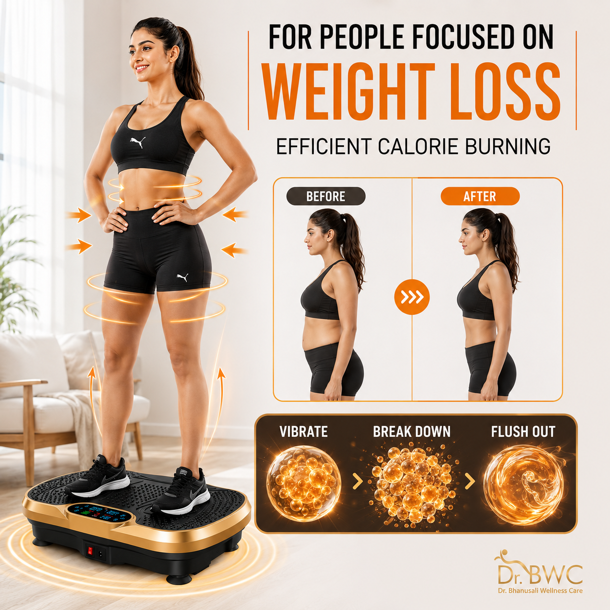 Dr BWC® Crazy Fit Vibration Plate home Workouts | Whole Body Vibration Machine for Home & Gym |  Resistance Bands & 99 Speed Levels |
