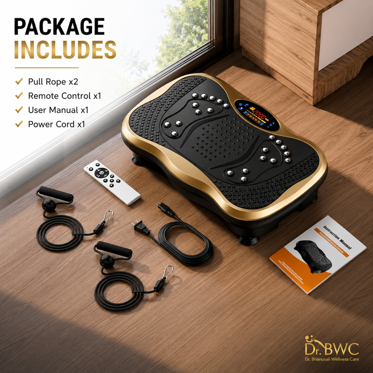 Dr BWC® Crazy Fit Vibration Plate home Workouts | Whole Body Vibration Machine for Home & Gym |  Resistance Bands & 99 Speed Levels |