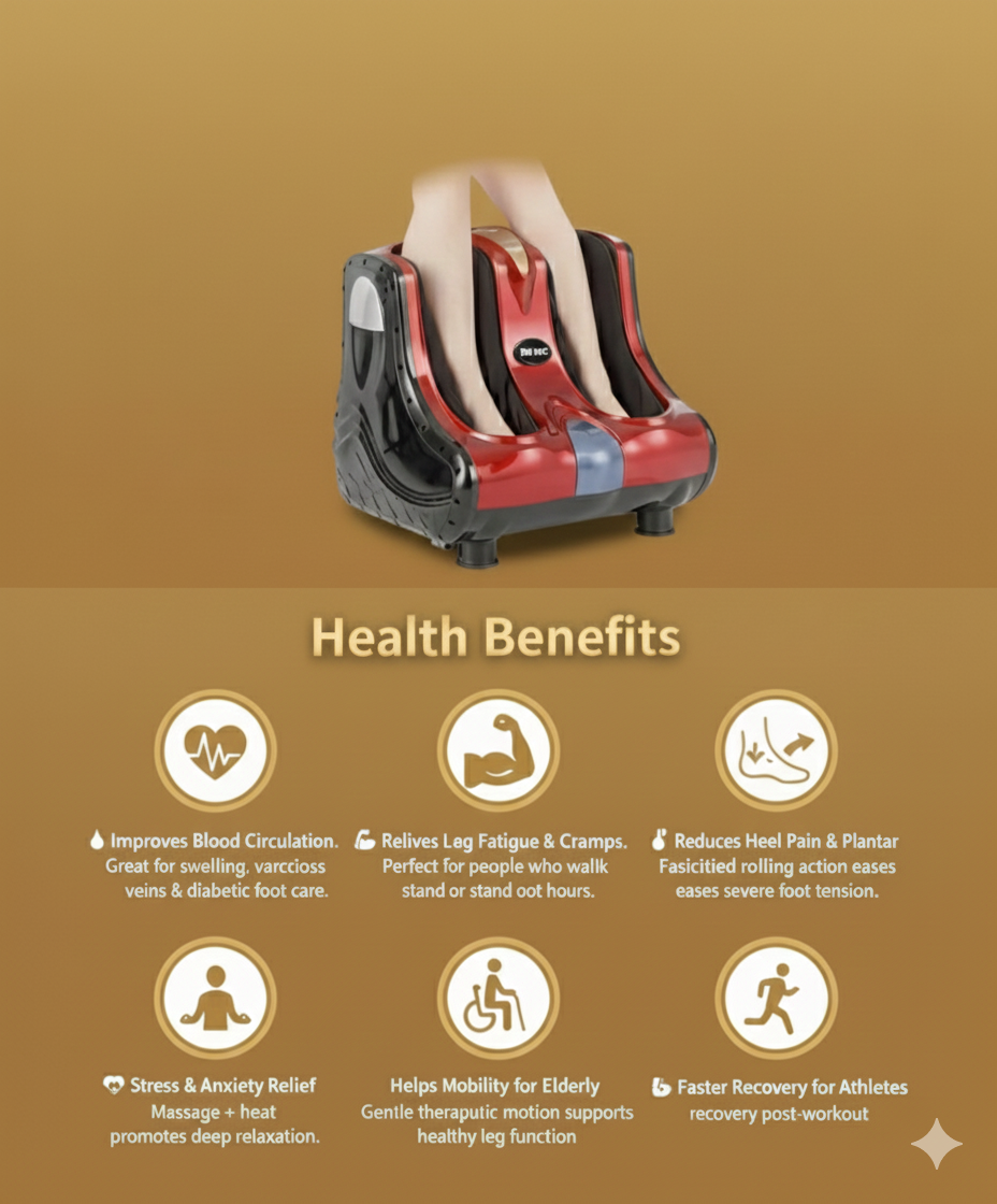 Dr BWC® Foot & Calf Massager Smart Touch Screen Relaxing Leg And foot Massager (With Heat and Air Squezzing) Massager Improving Blood Circulation at Home (Red)