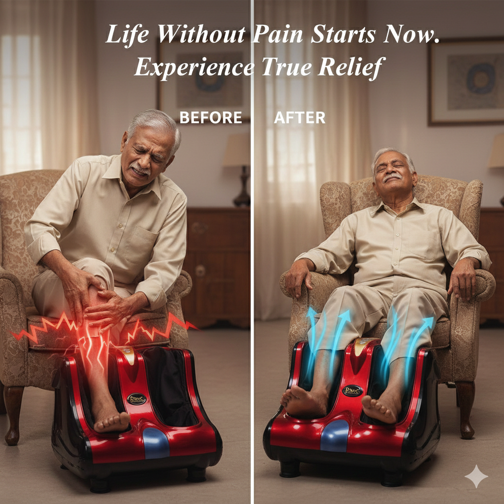 Dr BWC® Foot & Calf Massager Smart Touch Screen Relaxing Leg And foot Massager (With Heat and Air Squezzing) Massager Improving Blood Circulation at Home (Red)